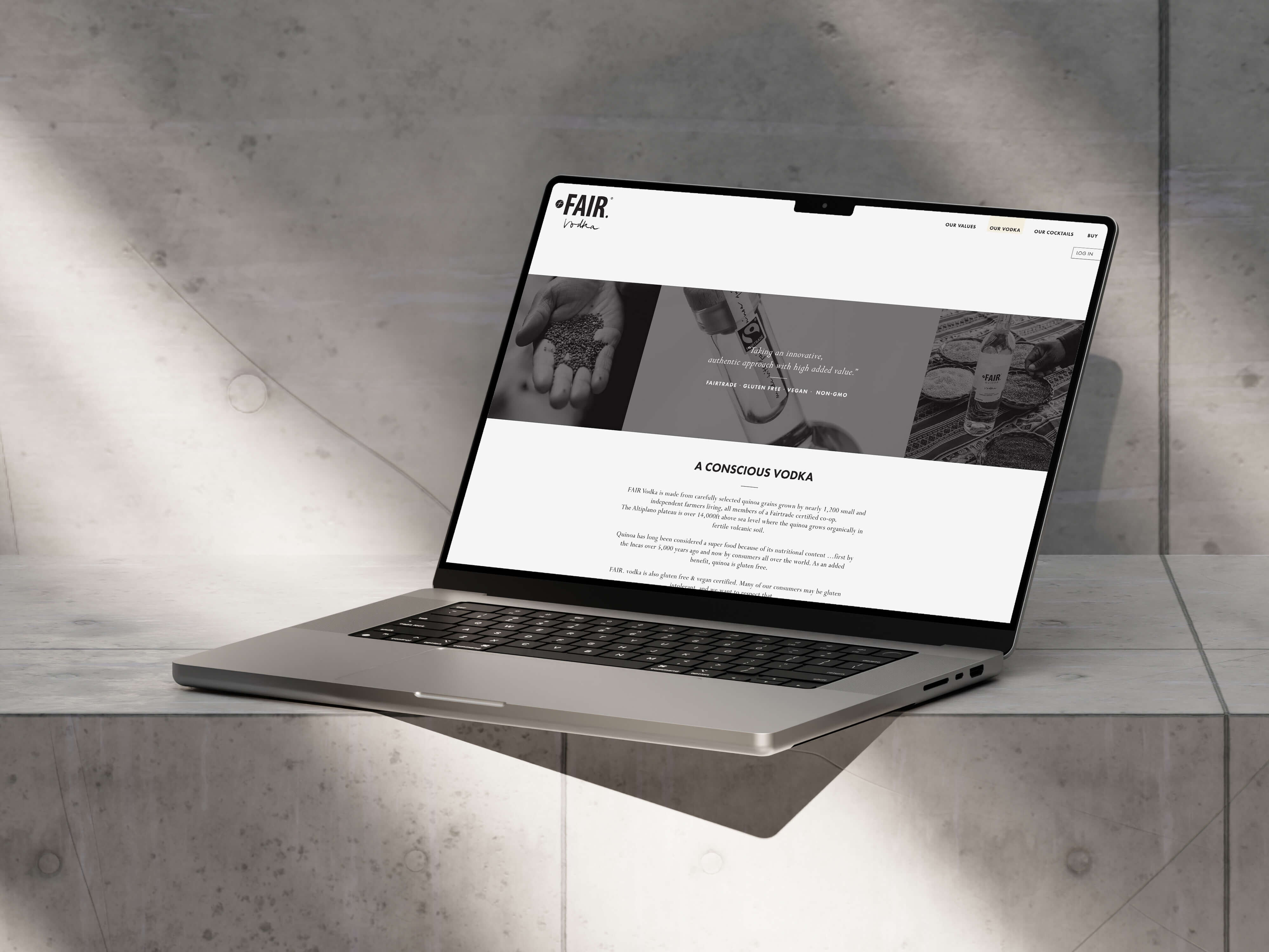 FAIR Vodka - site web, vue desktop